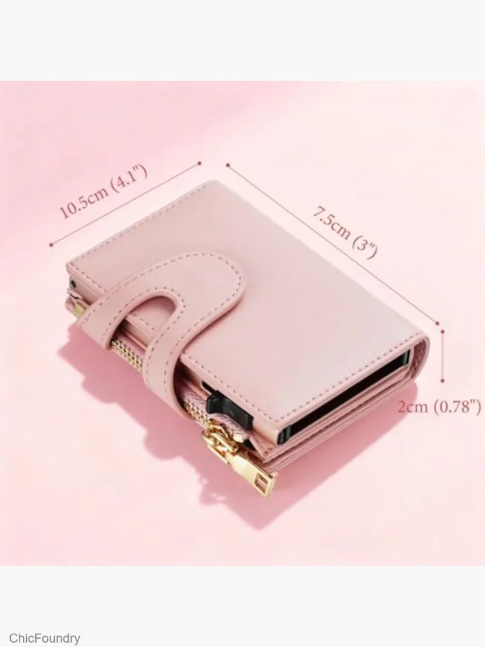 RFID Leather Pop Up Card Wallet Slim Mini Zipper Coin Pocket
